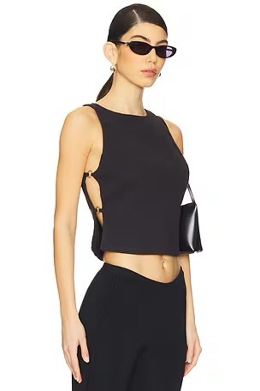 Free People Eliza Top - Linen Open Side Tank - S - Black